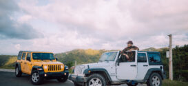 White jeep in countryside puerto rico